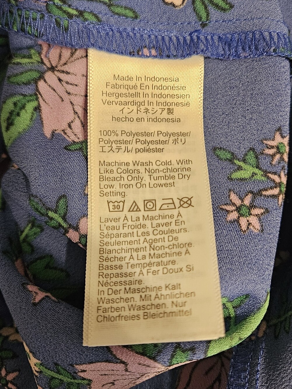 J. Crew Blue Midi Pencil Skirt with Pink Floral Print - Picture 4 of 4